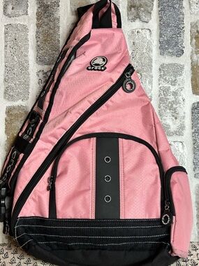 Vintage CROCS Pink Sling Backpack with Black Trim 2010